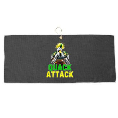 Quack Attack By Angry White Green And Yellow Duck Large Microfiber Waffle Golf Towel