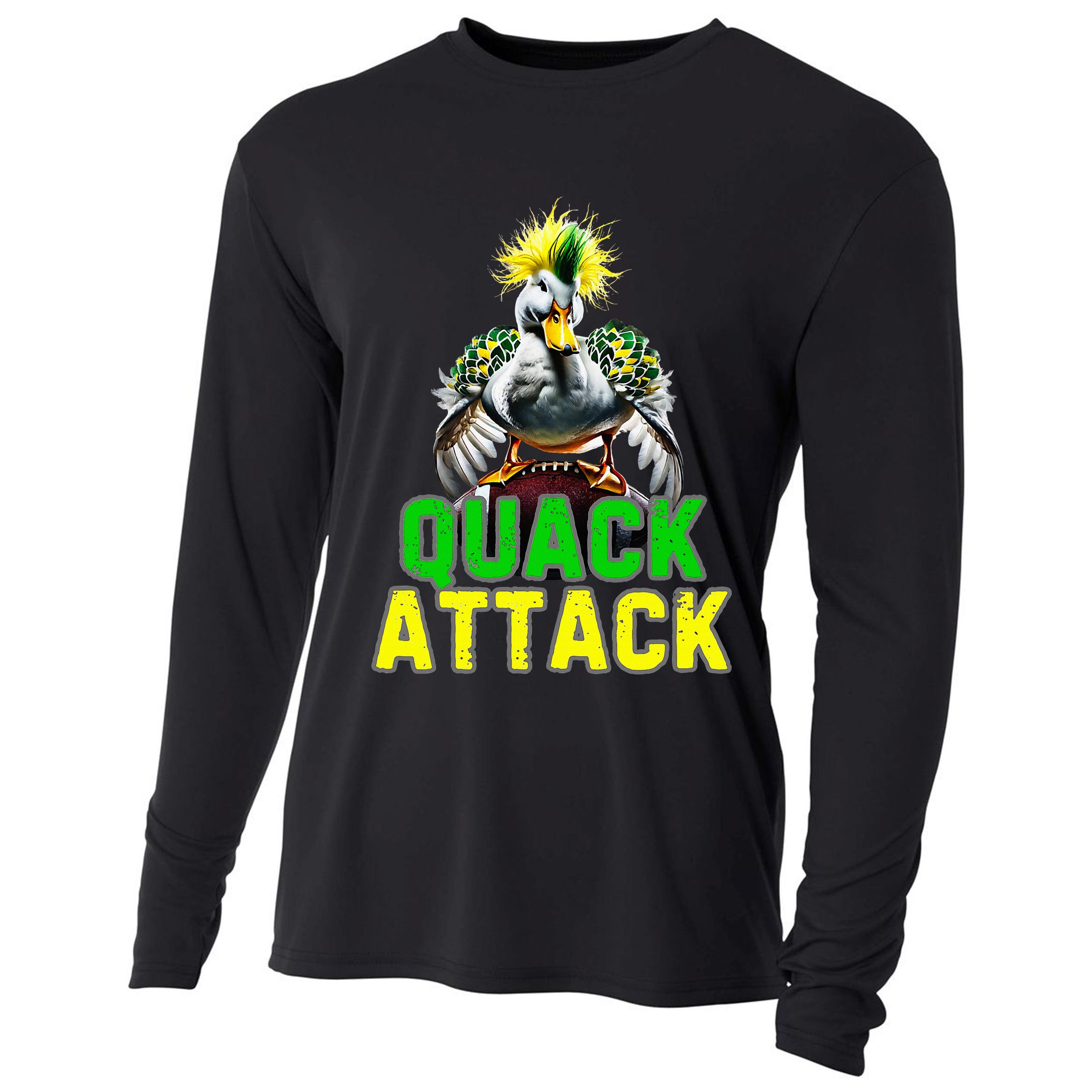 Quack Attack By Angry White Green And Yellow Duck Cooling Performance Long Sleeve Crew