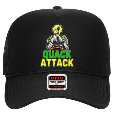 Quack Attack By Angry White Green And Yellow Duck Trucker Hat