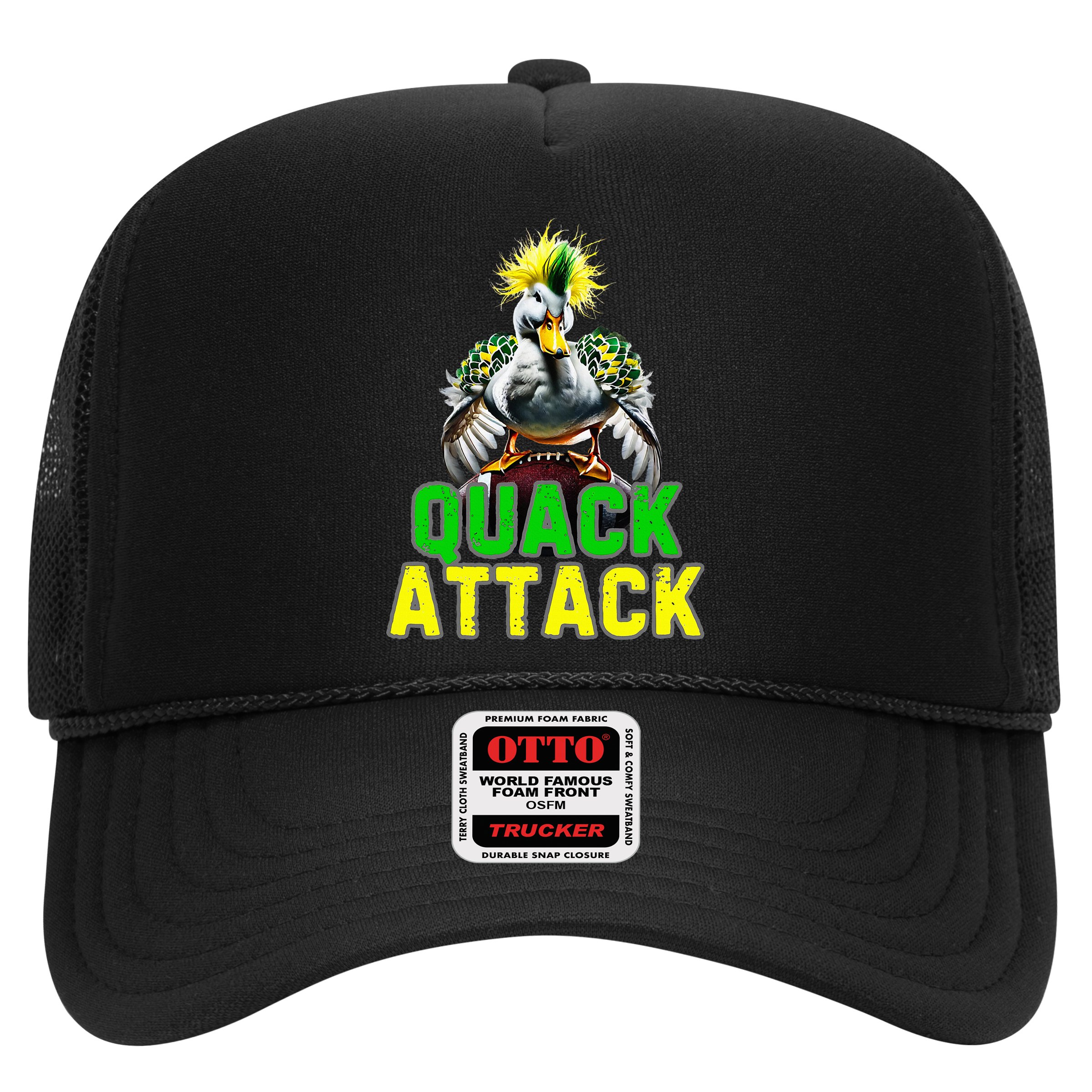 Quack Attack By Angry White Green And Yellow Duck Hat
