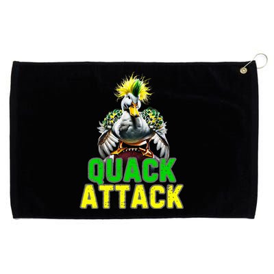 Quack Attack By Angry White Green And Yellow Duck Grommeted Golf Towel