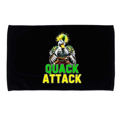 Quack Attack By Angry White Green And Yellow Duck Microfiber Hand Towel