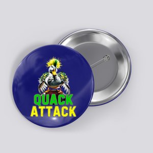 Quack Attack By Angry White Green And Yellow Duck Button