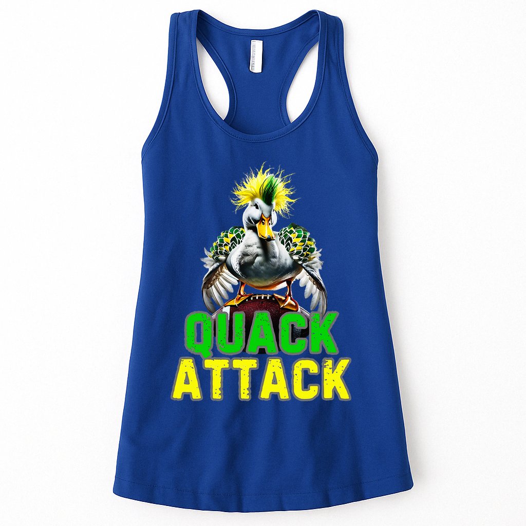 Quack Attack By Angry White Green And Yellow Duck Womens Tank Top