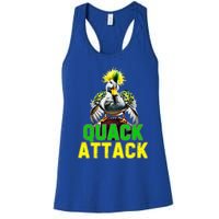 Quack Attack By Angry White Green And Yellow Duck Women's Racerback Tank