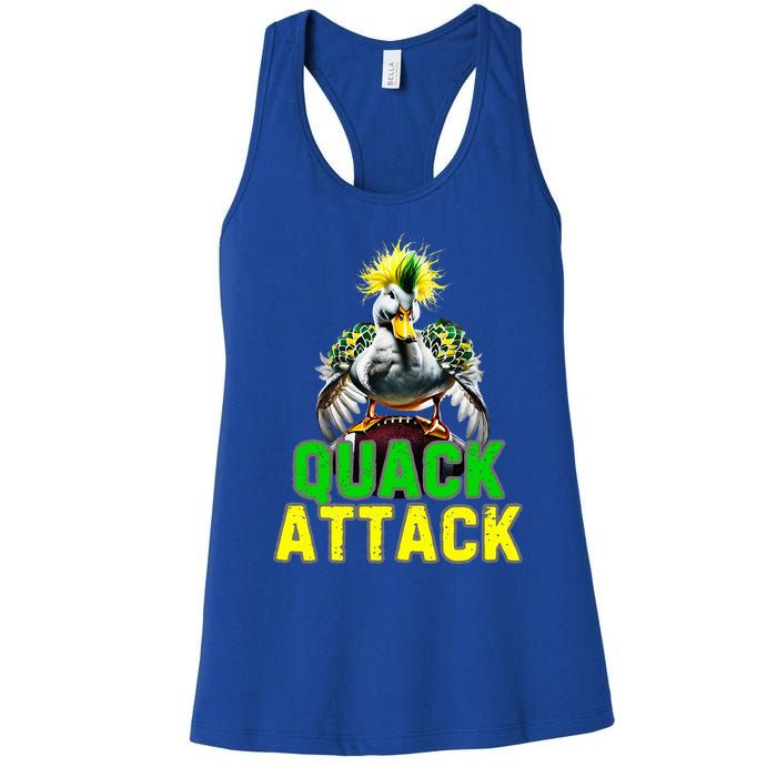 Quack Attack By Angry White Green And Yellow Duck Women's Racerback Tank