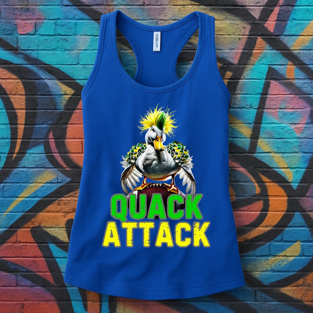 Quack Attack By Angry White Green And Yellow Duck Womens Tank Top