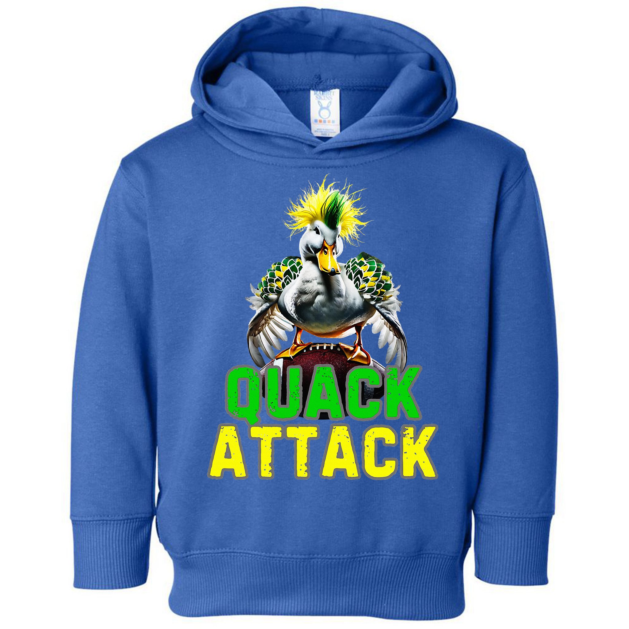 Quack Attack By Angry White Green And Yellow Duck Toddler Hoodie
