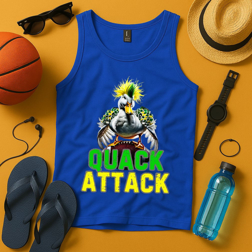 Quack Attack By Angry White Green And Yellow Duck Tank Top