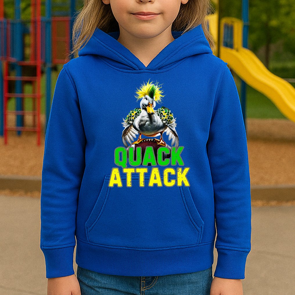 Quack Attack By Angry White Green And Yellow Duck Kids Hoodie