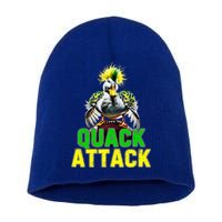 Quack Attack By Angry White Green And Yellow Duck Short Acrylic Beanie