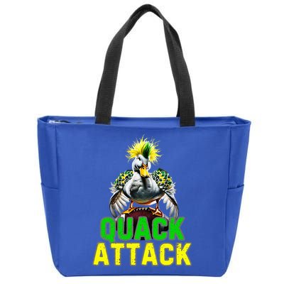 Quack Attack By Angry White Green And Yellow Duck Zip Tote Bag