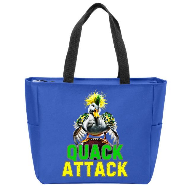 Quack Attack By Angry White Green And Yellow Duck Zip Tote Bag