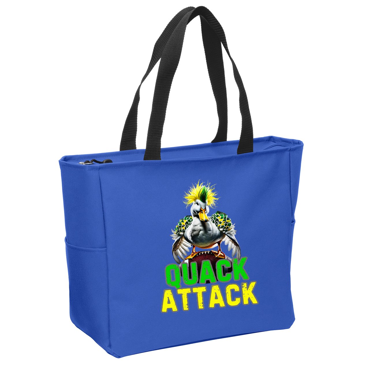 Quack Attack By Angry White Green And Yellow Duck Zip Tote Bag