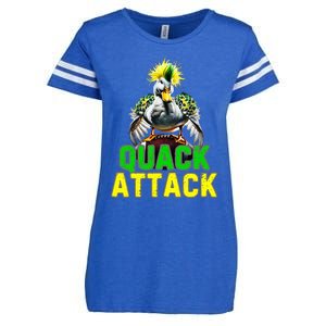 Quack Attack By Angry White Green And Yellow Duck Enza Ladies Jersey Football T-Shirt