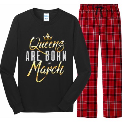 Queens Are Born In March Birthday Gift Wo Long Sleeve Pajama Set