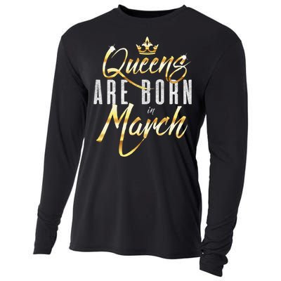 Queens Are Born In March Birthday Gift Wo Cooling Performance Long Sleeve Crew