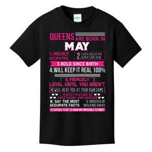 Queens Are Born In May 10 Facts Funny Birthday Party gift Kids T-Shirt