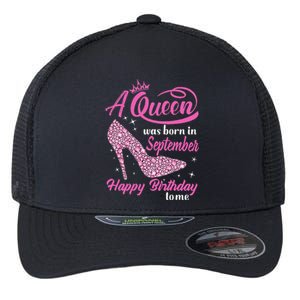 Queens Are Born In September Gift Funny September Birthday Flexfit Unipanel Trucker Cap