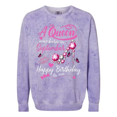 Queens Are Born In September Gift September Birthday Colorblast Crewneck Sweatshirt