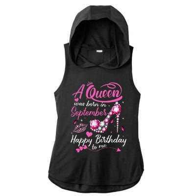 Queens Are Born In September Gift September Birthday Ladies PosiCharge Tri-Blend Wicking Draft Hoodie Tank