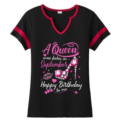 Queens Are Born In September Gift September Birthday Ladies Halftime Notch Neck Tee