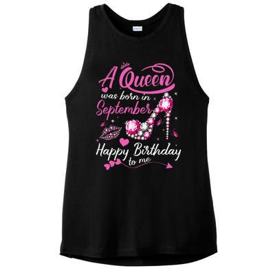 Queens Are Born In September Gift September Birthday Ladies PosiCharge Tri-Blend Wicking Tank