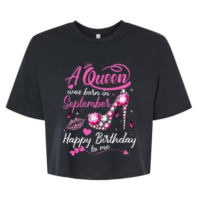 Queens Are Born In September Gift September Birthday Bella+Canvas Jersey Crop Tee