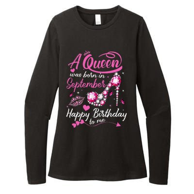 Queens Are Born In September Gift September Birthday Womens CVC Long Sleeve Shirt