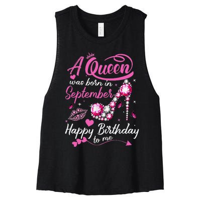 Queens Are Born In September Gift September Birthday Women's Racerback Cropped Tank