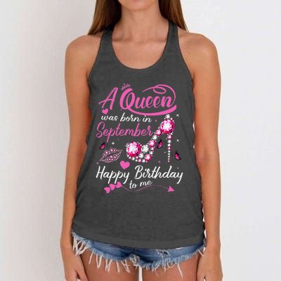 Queens Are Born In September Gift September Birthday Women's Knotted Racerback Tank