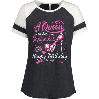 Queens Are Born In September Gift September Birthday Enza Ladies Jersey Colorblock Tee