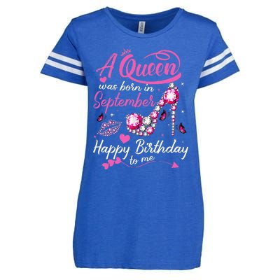 Queens Are Born In September Gift September Birthday Enza Ladies Jersey Football T-Shirt