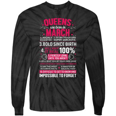 Queens Are Born in March Tie-Dye Long Sleeve Shirt