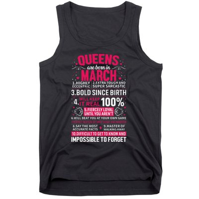 Queens Are Born in March Tank Top