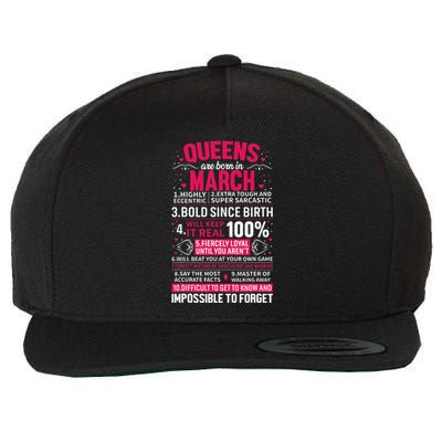 Queens Are Born in March Wool Snapback Cap