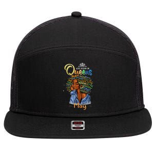 Queens Are Born In May Black Taurus Gemini 7 Panel Mesh Trucker Snapback Hat