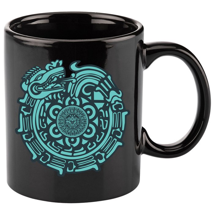Quetzalcoatl Aztec Dragon God 11oz C Handle Ceramic Mug