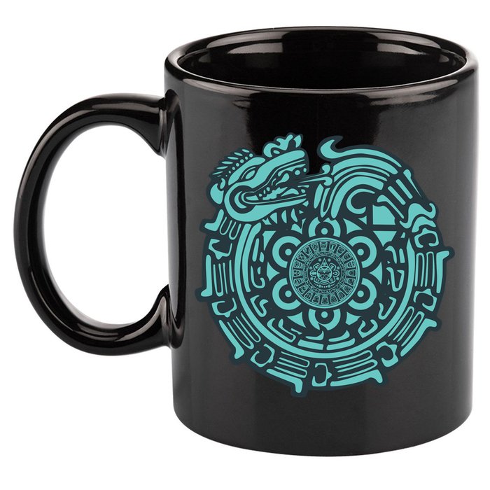 Quetzalcoatl Aztec Dragon God 11oz C Handle Ceramic Mug