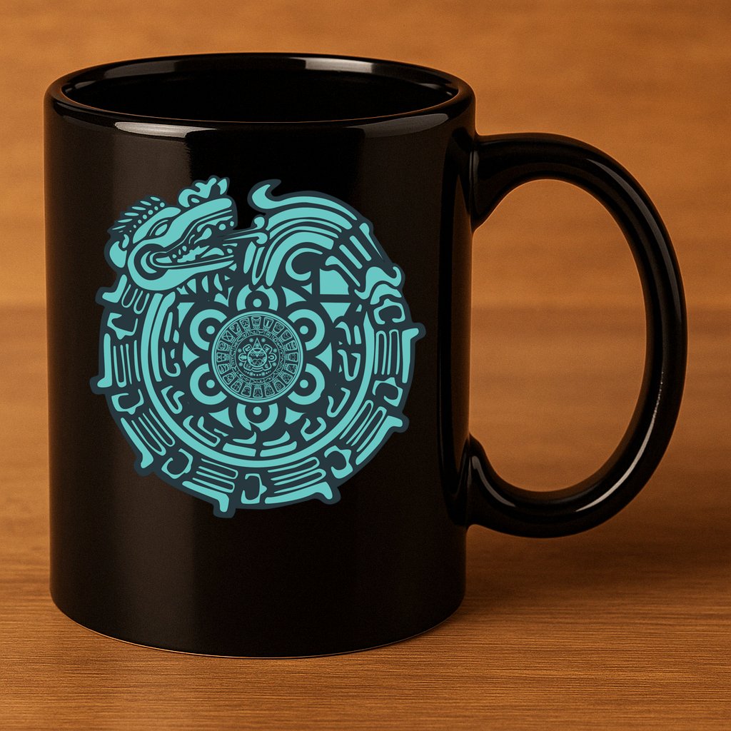 Quetzalcoatl Aztec Dragon God 11oz C Handle Ceramic Mug