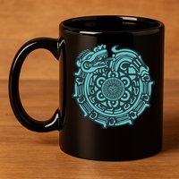 Quetzalcoatl Aztec Dragon God 11oz C Handle Ceramic Mug