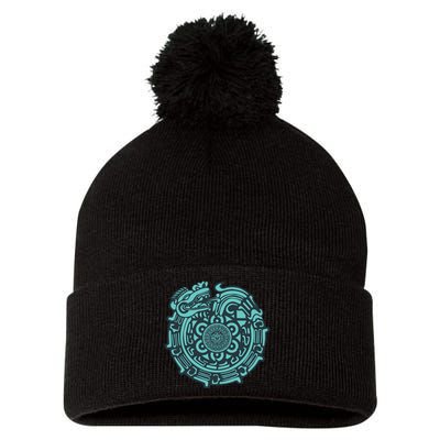 Quetzalcoatl Aztec Dragon God Pom Pom 12in Knit Beanie