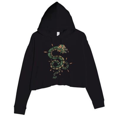 Quetzalcoatl Aztec Feathered Serpent Mayan Inca Toltec Crop Fleece Hoodie