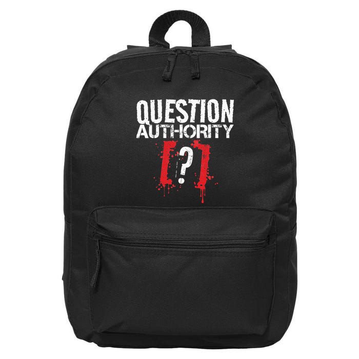 Question Authority Free Speech Political Activism Freedom  16 in Basic Backpack