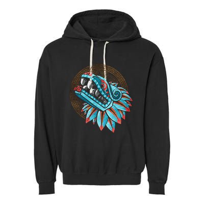 Quetzalcoatl Aztec Feathered Serpent Mayan Inca Toltec Garment-Dyed Fleece Hoodie