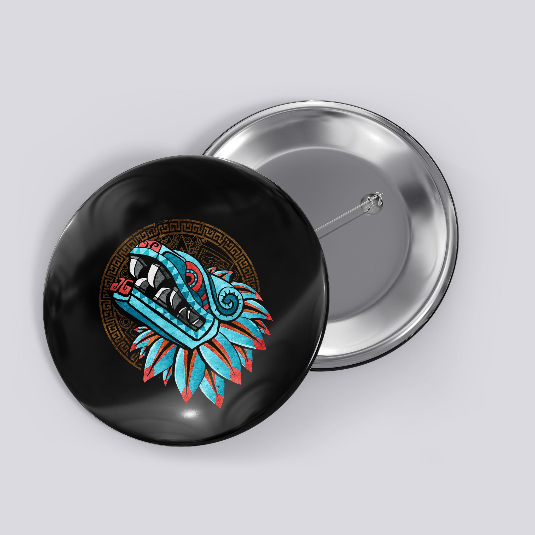 Quetzalcoatl Aztec Feathered Serpent Mayan Inca Toltec Button