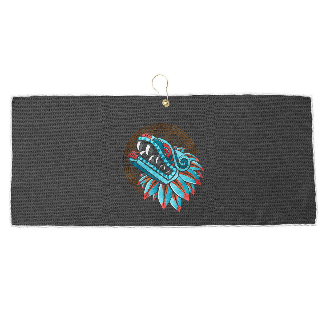 Quetzalcoatl Aztec Feathered Serpent Mayan Inca Toltec Large Microfiber Waffle Golf Towel