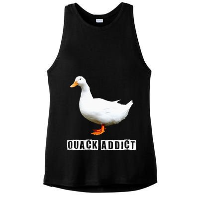 Quack Addict Funny Duck Lover Ladies PosiCharge Tri-Blend Wicking Tank