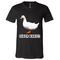 Quack Addict Funny Duck Lover V-Neck T-Shirt
