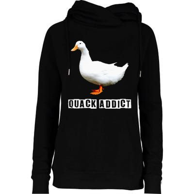 Quack Addict Funny Duck Lover Womens Funnel Neck Pullover Hood